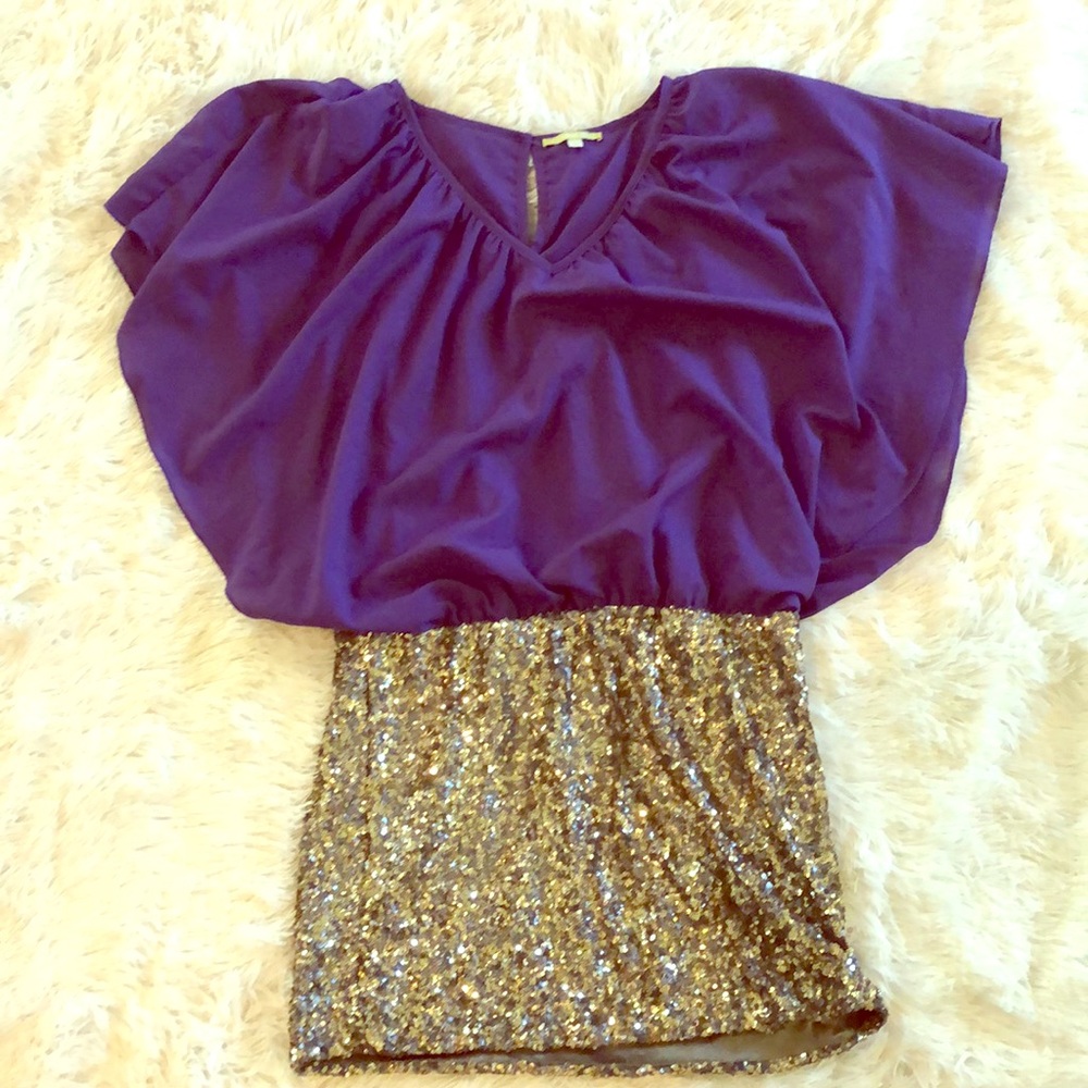 Gianni Bini Purple Sequin Party Dress.